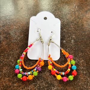 Colorful Beaded Hoop Earrings